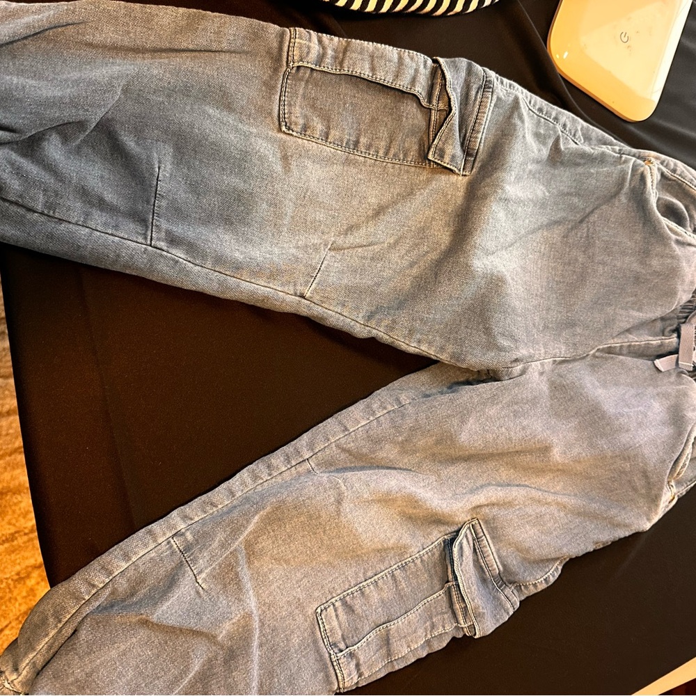 Girls Light Blue Cargo Lined Jeans